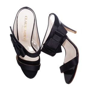 Claudia Ciuti Black Bow Stiletto Pumps